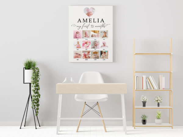 Poster frame in living room psd mockup