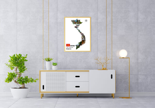 Sideboard in living room with free space, 3d rendering