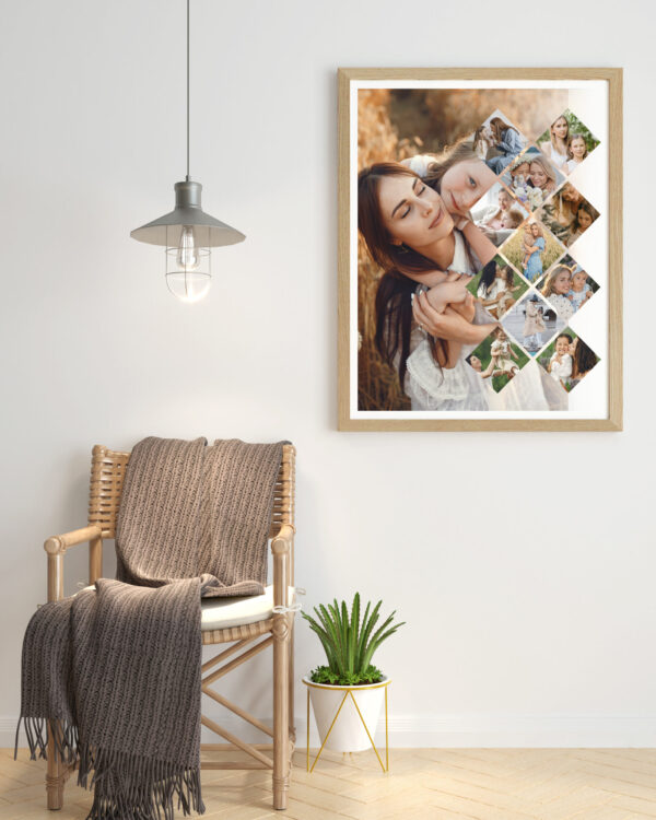 Poster frame in living room psd mockup