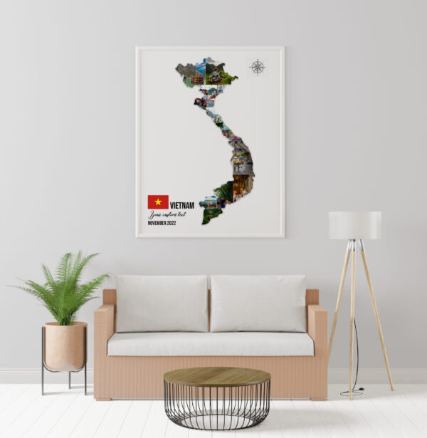 Poster frame in living room psd mockup