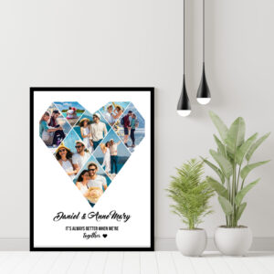Poster frame in living room psd mockup